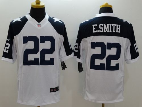 Nike Cowboys #22 Emmitt Smith White Thanksgiving Throwback Men's Stitched NFL Limited Jersey - Click Image to Close
